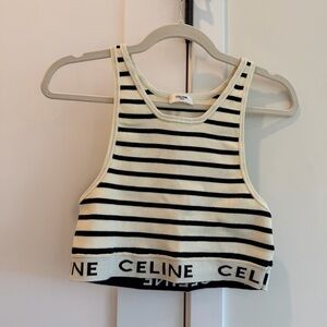 Celine Black and White Striped Crop Top
